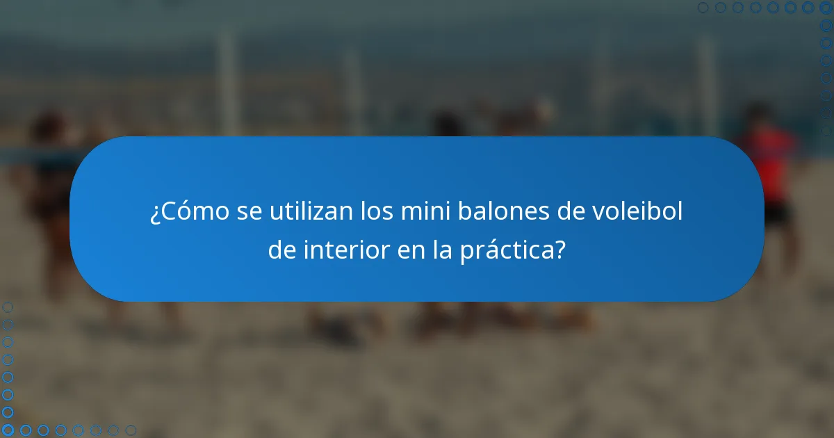 ¿Cómo se utilizan los mini balones de voleibol de interior en la práctica?