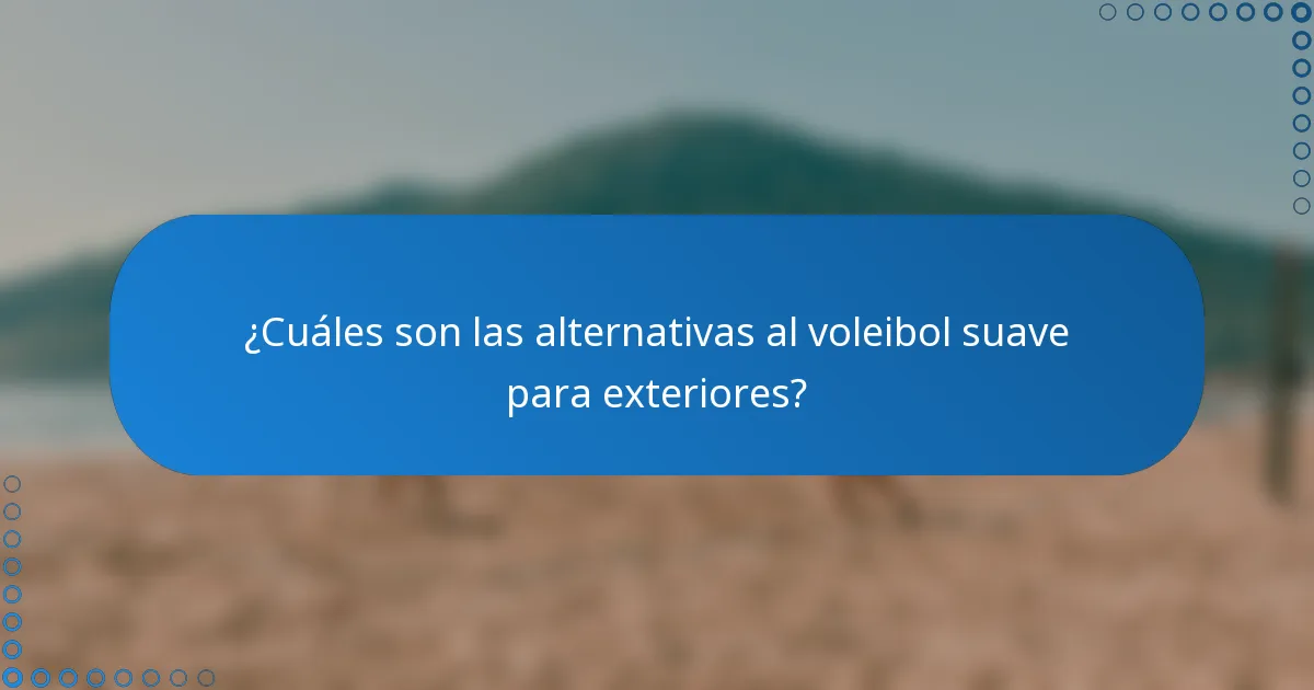 ¿Cuáles son las alternativas al voleibol suave para exteriores?