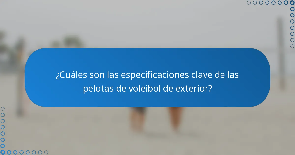 ¿Cuáles son las especificaciones clave de las pelotas de voleibol de exterior?