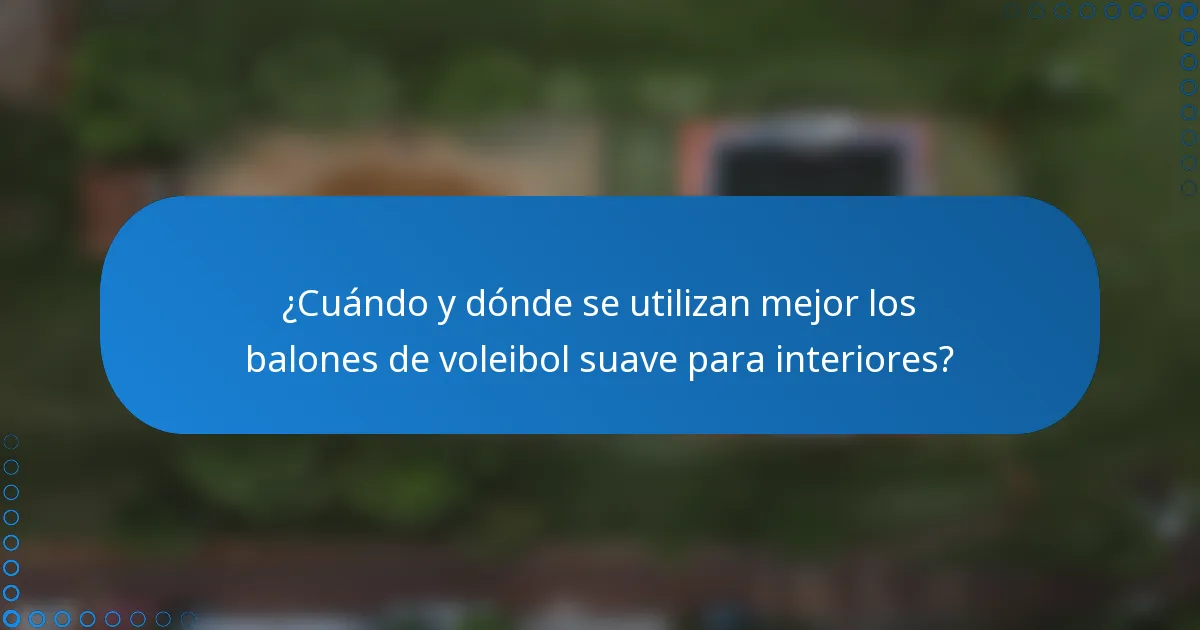 ¿Cuándo y dónde se utilizan mejor los balones de voleibol suave para interiores?
