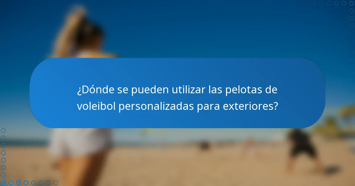 ¿Dónde se pueden utilizar las pelotas de voleibol personalizadas para exteriores?