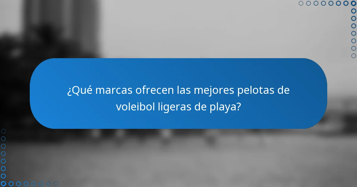 ¿Qué marcas ofrecen las mejores pelotas de voleibol ligeras de playa?