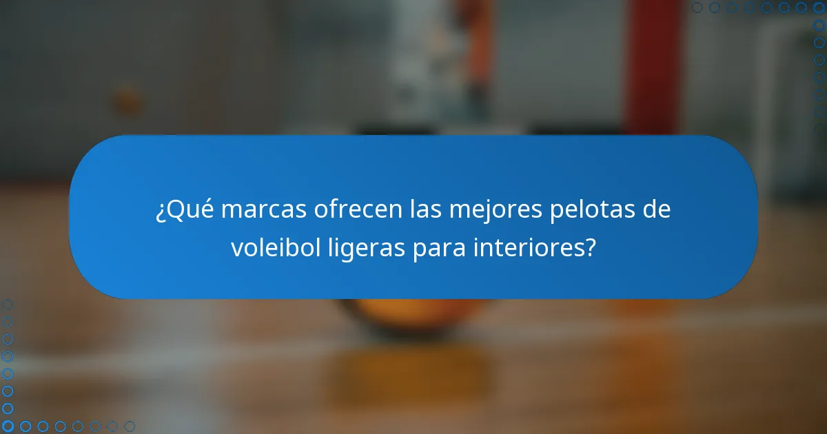 ¿Qué marcas ofrecen las mejores pelotas de voleibol ligeras para interiores?