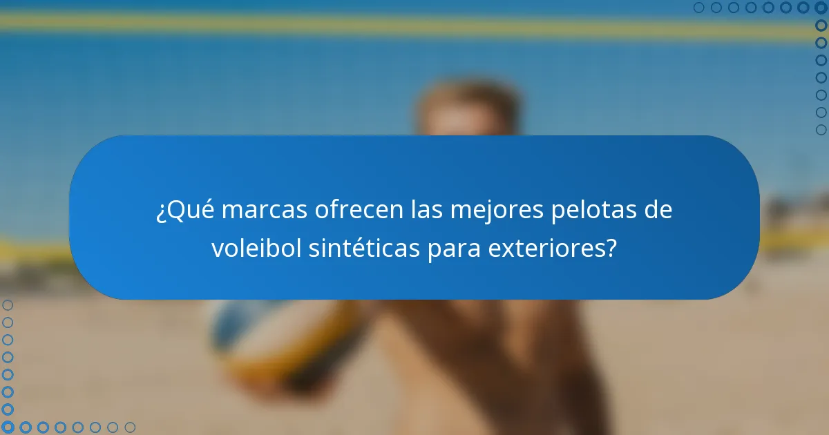 ¿Qué marcas ofrecen las mejores pelotas de voleibol sintéticas para exteriores?